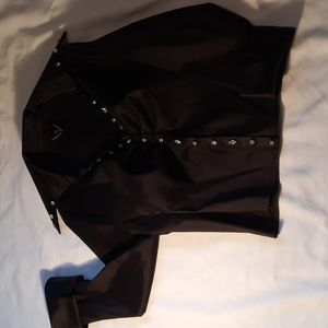 Formal Bouse, shiny black with rhinestone buttons size 8